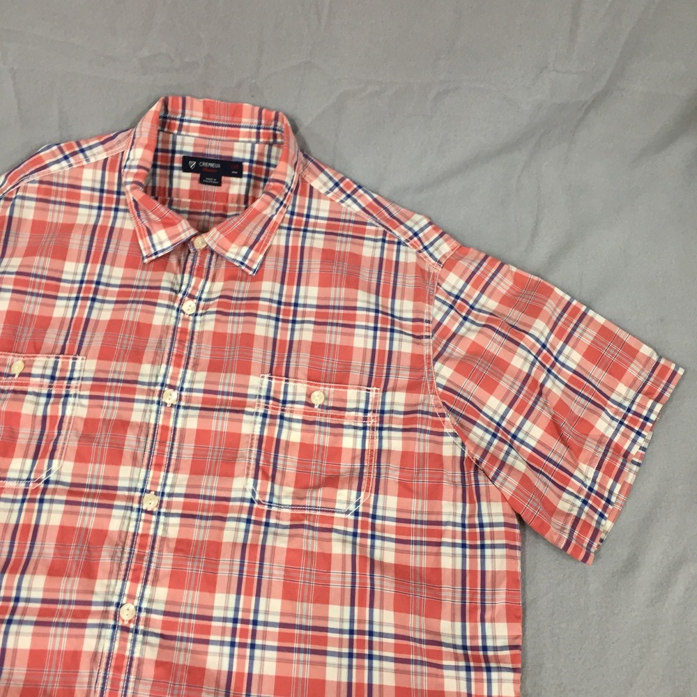 Cremieux Classics Mens XXL Short Sleeve Plaid Button Down Shirt Red White Blue